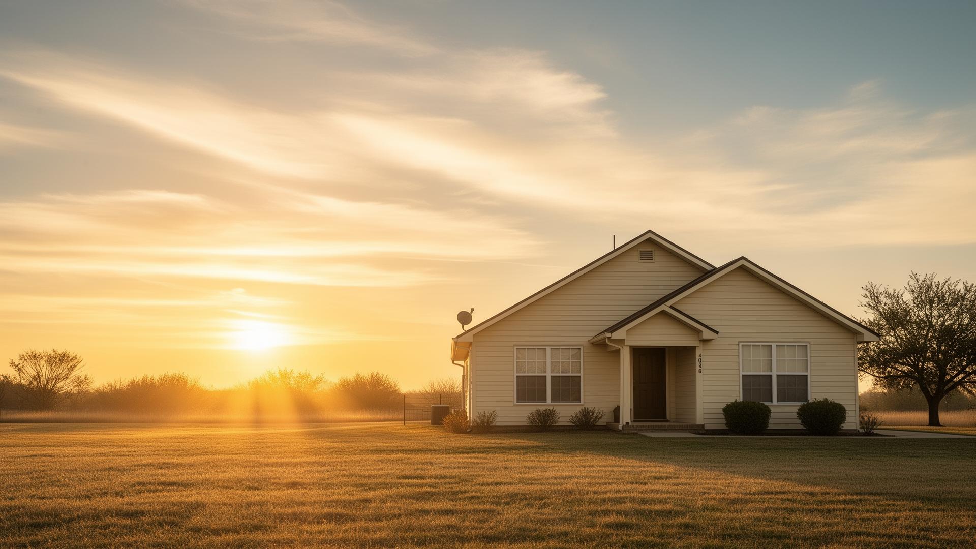 Warm Oklahoma sunrise over a peaceful family home